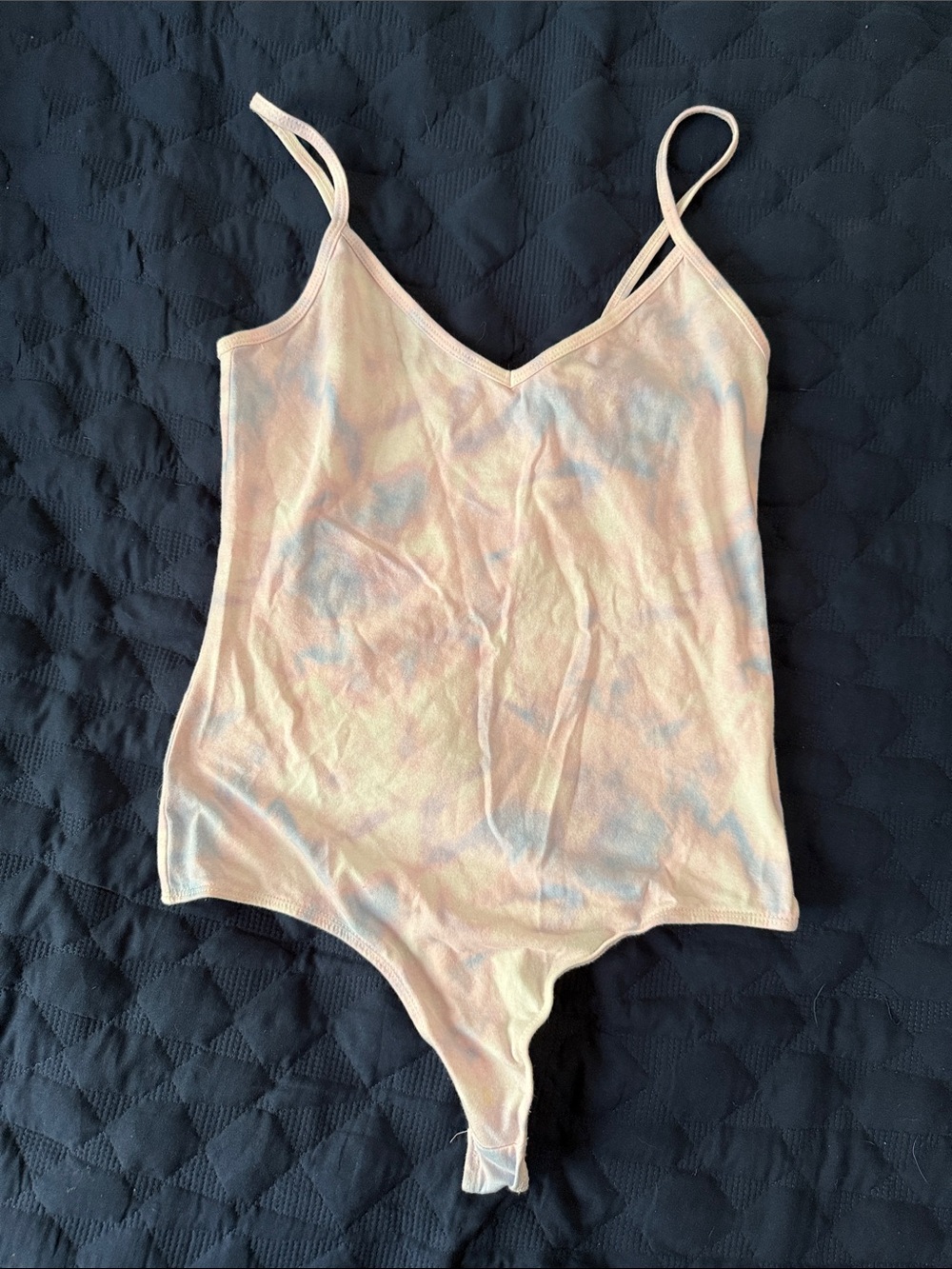 PacSun Pastel Tie-Dye V-Neck Spaghetti Strap Bodysuit - Pink & Blue
